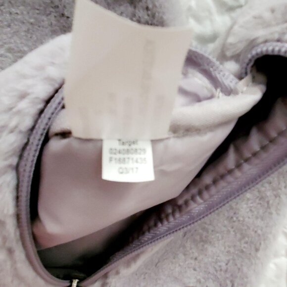 Faux Fur Fold-Over Snap Clasp Silver Tone Chain Gray Clutch Bag By Target - Picture 14 of 15